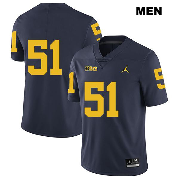 Men's NCAA Michigan Wolverines Cesar Ruiz #51 No Name Navy Jordan Brand Authentic Stitched Legend Football College Jersey JS25R03GK